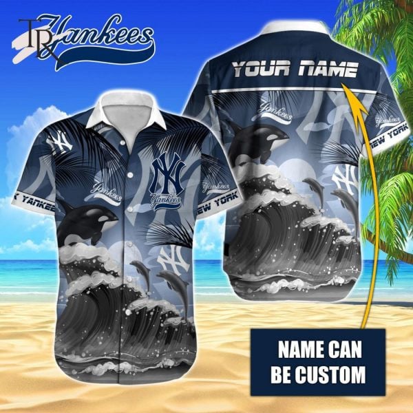 Custom Name Mlb New York Yankees Tropical Beach Whale 3D Hawaiian Shirt