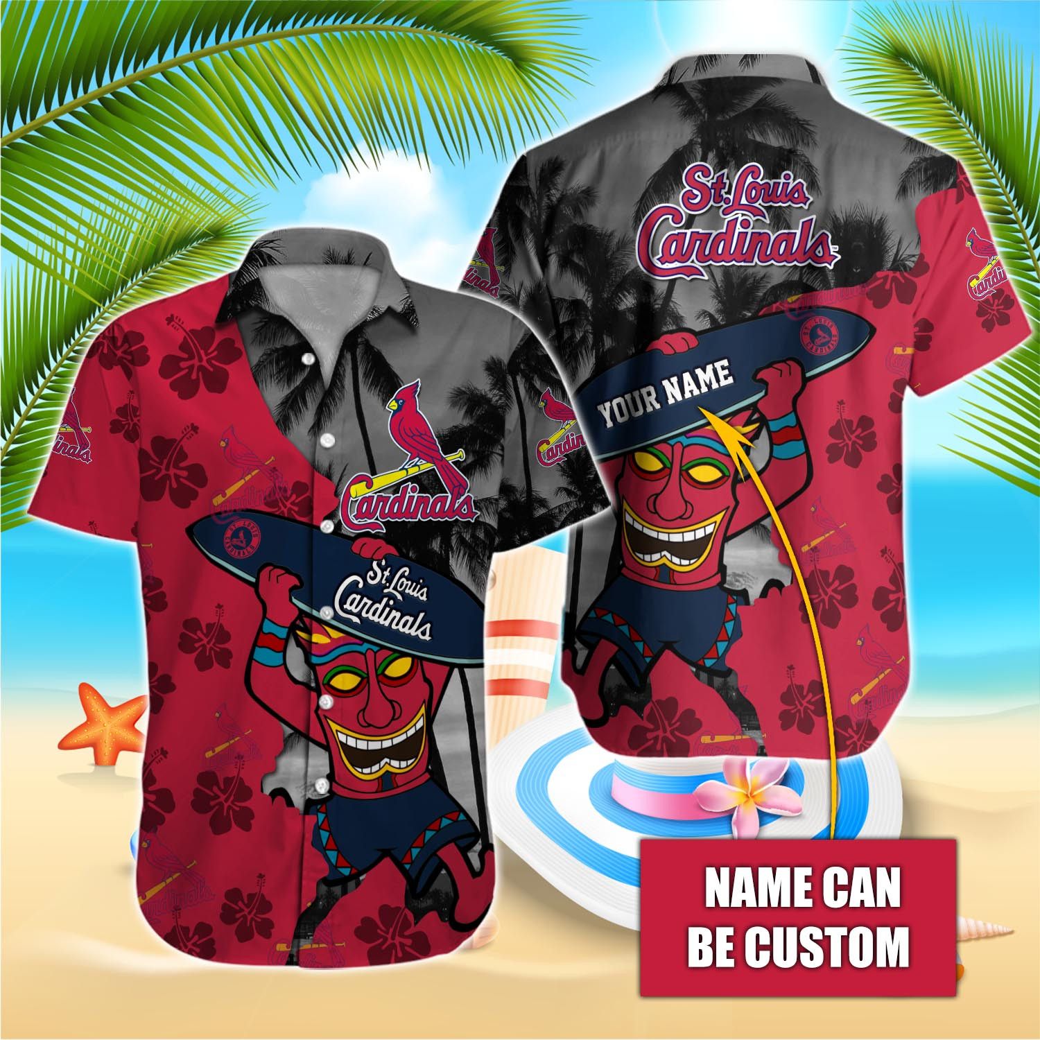 St. Louis Cardinals Customizable Hawaiian Name Shirt