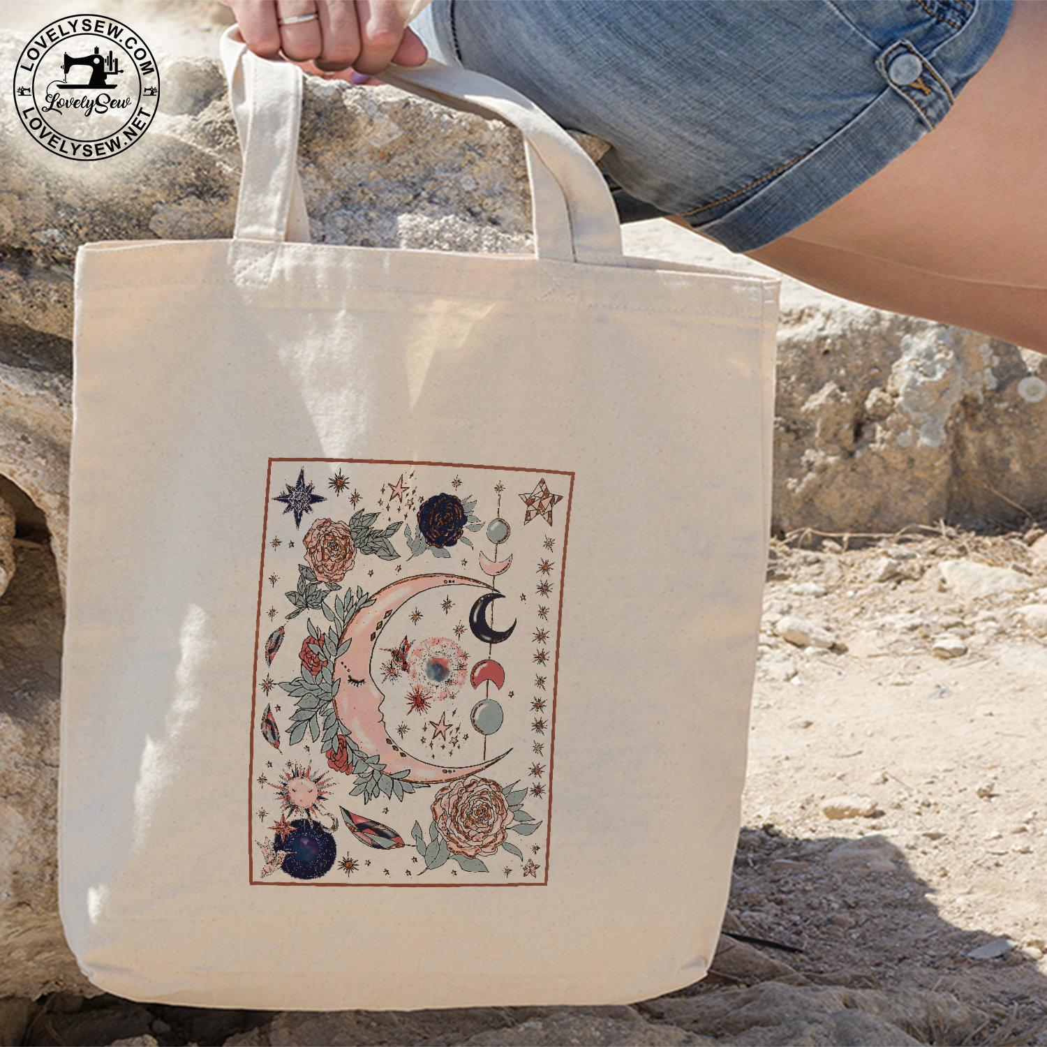 Celestial  Moon Tote Bag, Moon Tote Bag, Magic tote bag, Basic Tote Bag, Shopping Bag, Canvas Tote Bag, Sustainable Gift