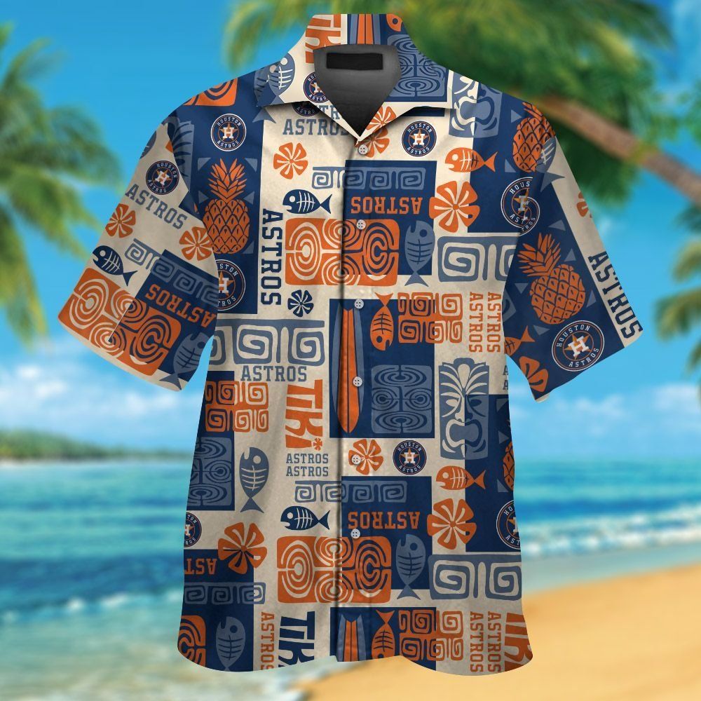 Houston Astros Short Sleeve Button Up Tropical Hawaiian Shirt Ver01