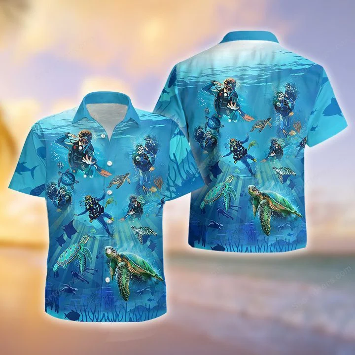 Scuba Diving – Ocean Turtle Tropical Hawaiian Shirt, Summer Gift, Hawaiian Shirts For Men, Aloha Beach Shirt