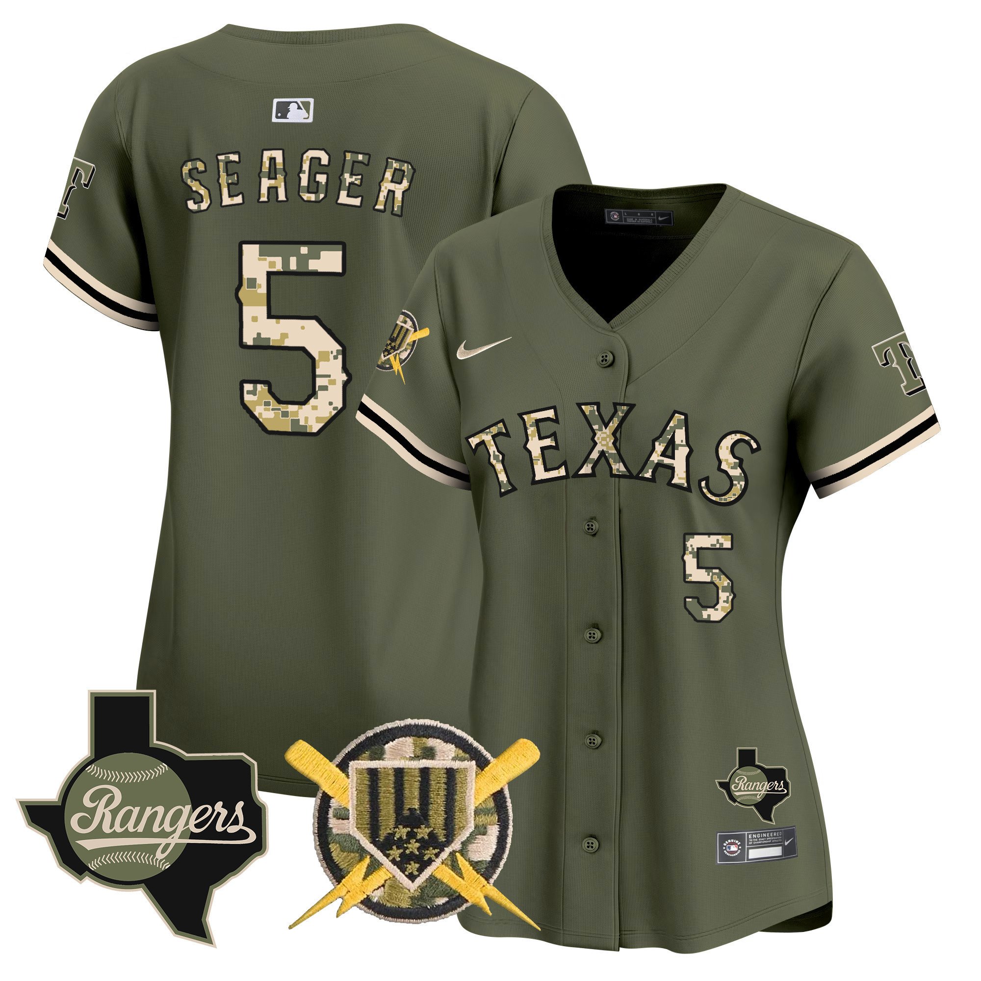 Women’S Texas Rangers Armed Forces Day Vapor Premier Limited Jersey – All Stitched