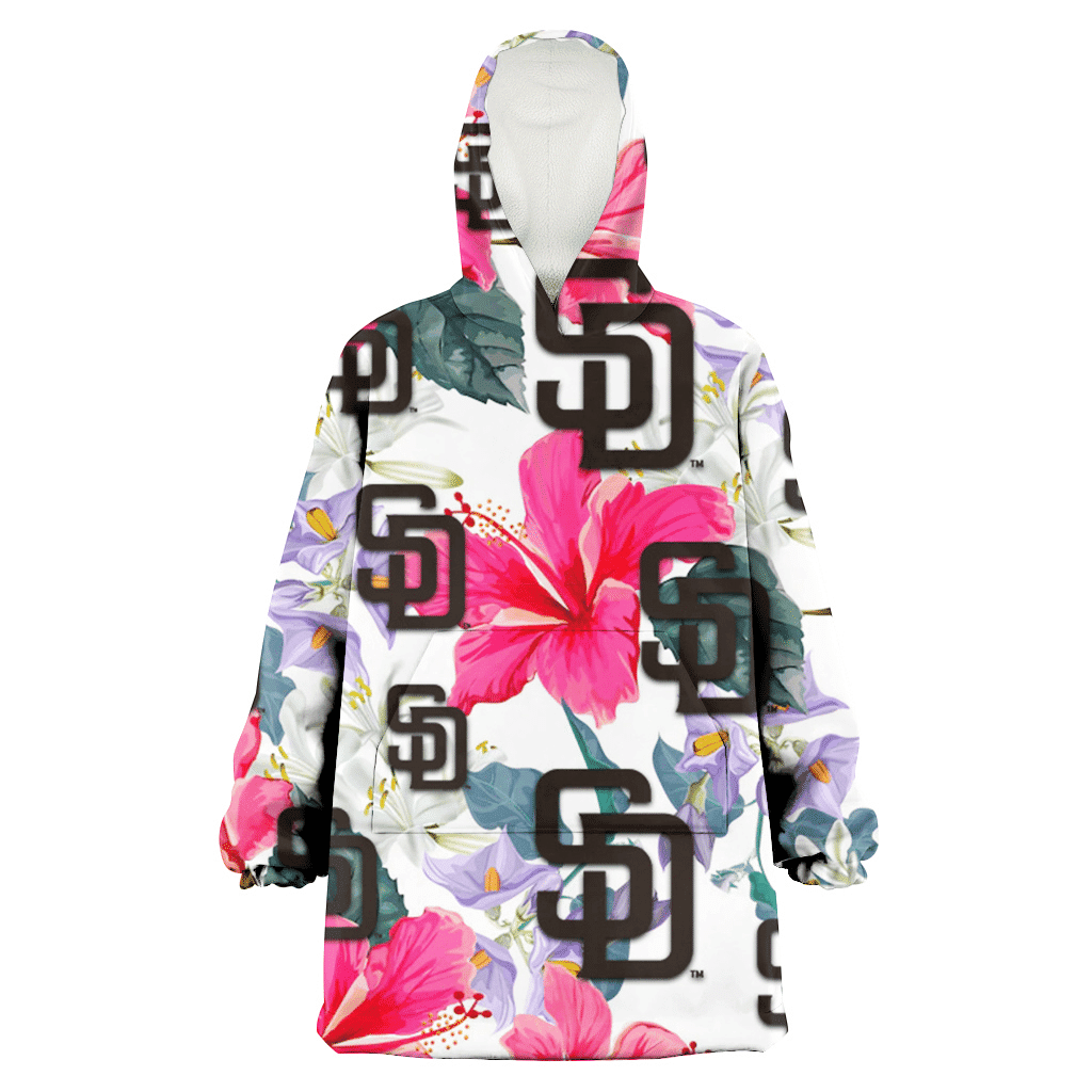 San Diego Padres Pink Hibiscus White Orchid White Background 3D Printed Hoodie Blanket Snug Hoodie