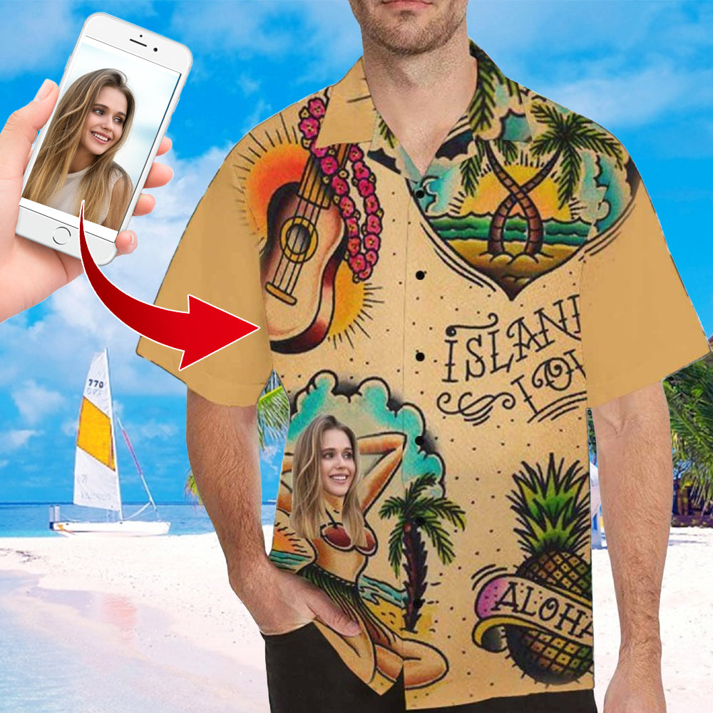 Custom Face Hawaiian Shirt Funny Face Photo Hawaiian Shirt For Husband Personalized Hawaiian Shirt Photo Tropical Aloha Shirt For Men