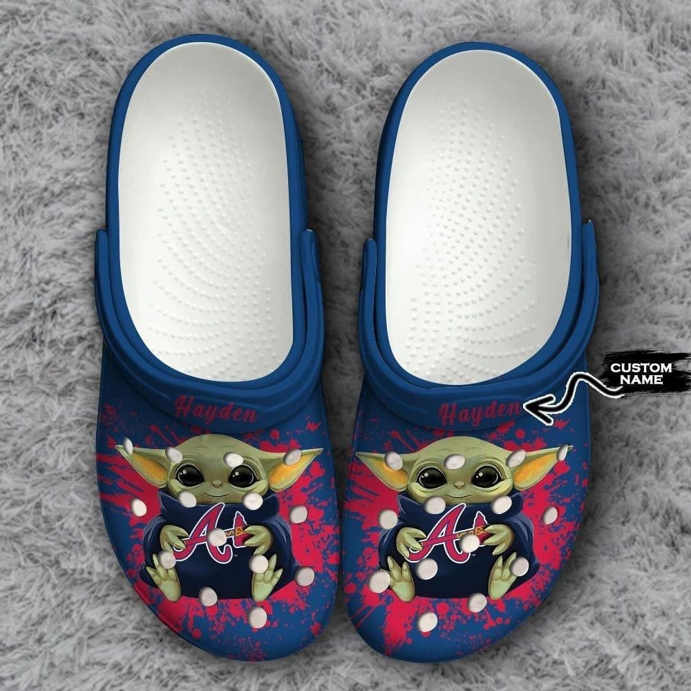 Atlanta Braves MLB Baby Yoda Custom Name Crocss Classic Clogs Shoes Ver808