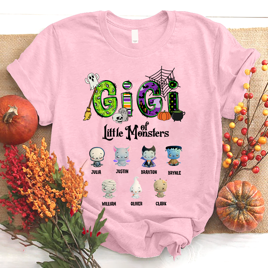 Custom Grandma Little Of Monsters Halloween T - shirt, Halloween Shirt , Halloween Outfits, White Lie Shirts, Fall Shirts, Family Christmas Shirts, Fall Outfits Women by Teehavenhub Gifts For Family By ShirtCustom