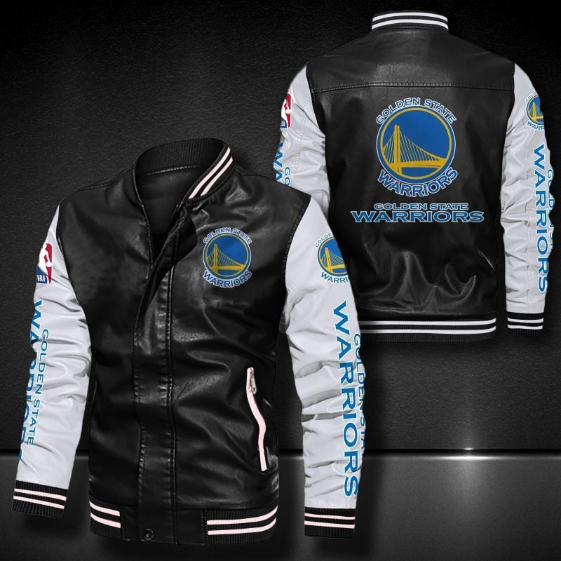 Golden State Warriors Leather Varsity Jacket Bomber Coat