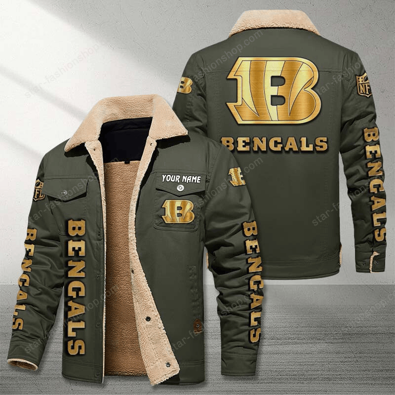 Cincinnati Bengals Green Custom Name Stand Collar Jacket