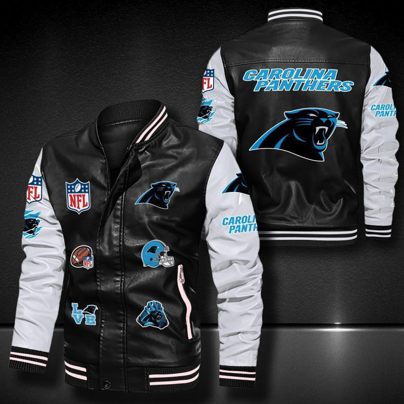 Carolina Panthers Leather Varsity Jacket Bomber Coat