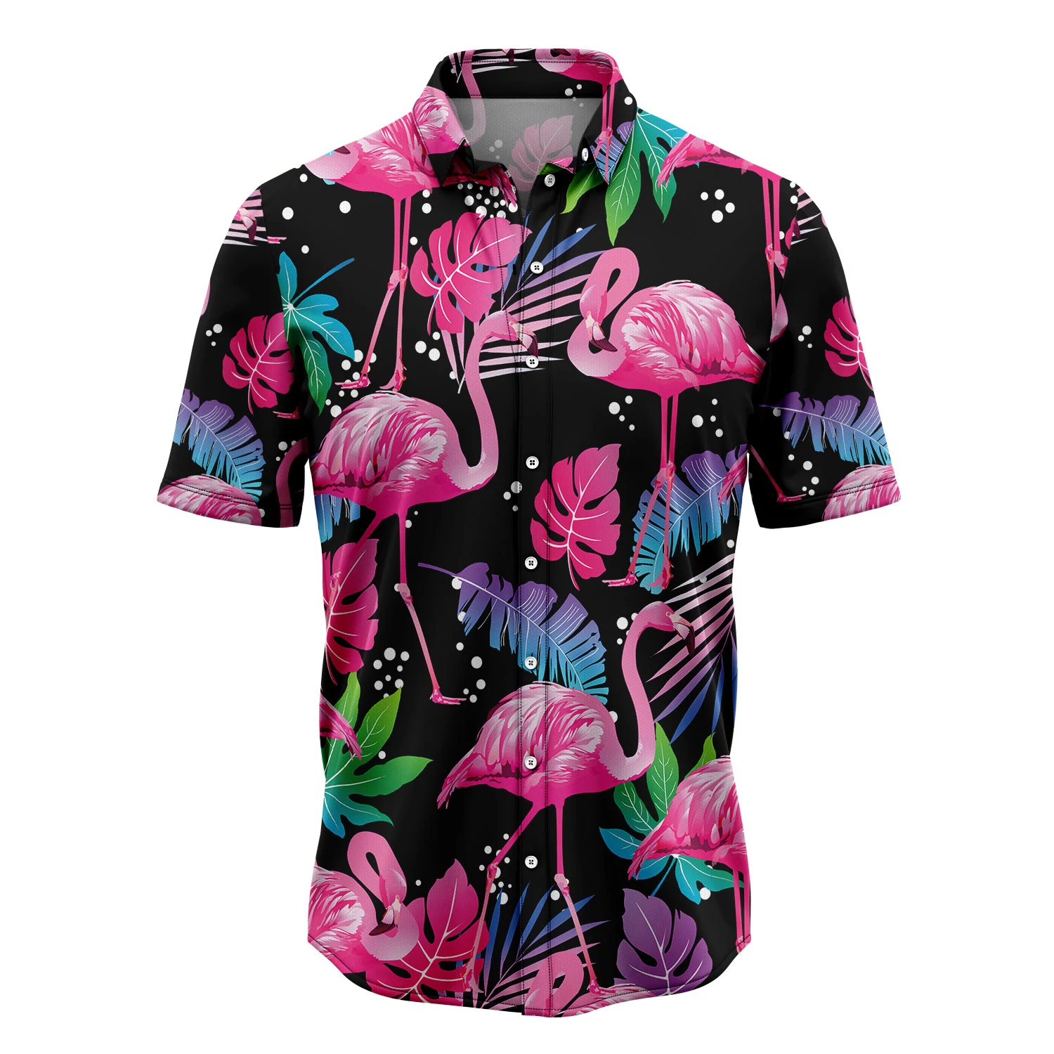 Flamingo Leaf Summer Hawaiian Shirt, Summer Gift, Hawaiian Shirts For Men, Aloha Beach Shirt