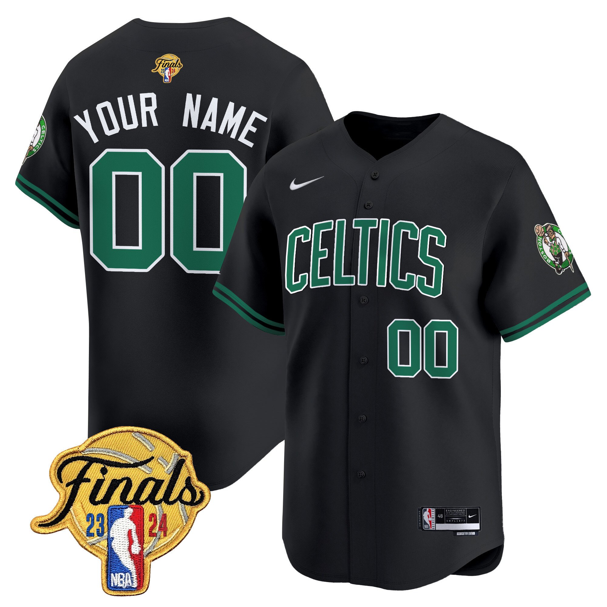 Boston Celtics 2024 Finals Patch Baseball Custom Jersey V3 – All Stitched