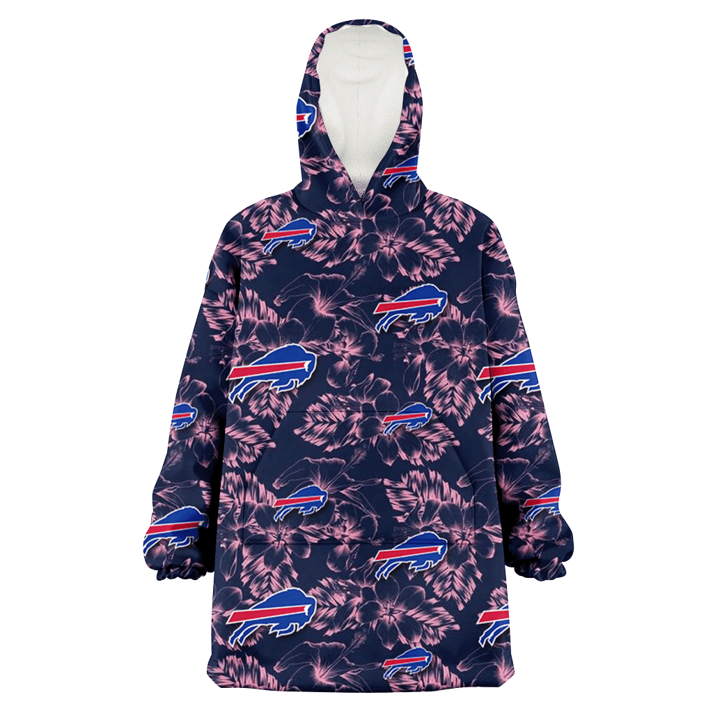 Buffalo Bills Thistle Sketch Hibiscus Dark Slate Blue Background 3D Printed Hoodie Blanket Snug Hoodie