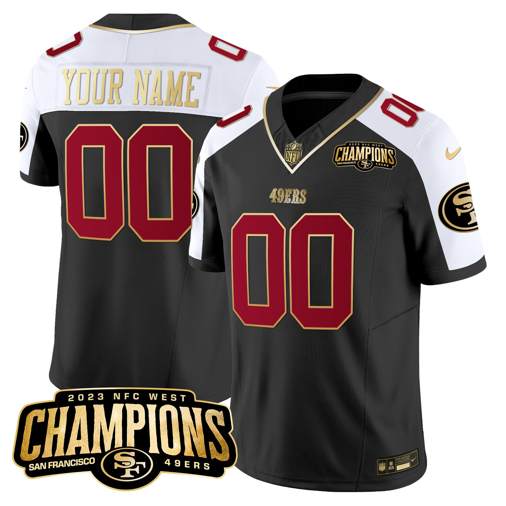 49Ers 2023 Nfc West Champions Patch Vapor Jersey V2 – All Stitched