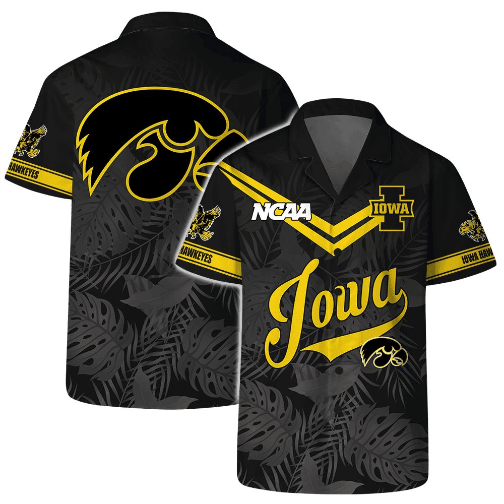 Ncaa Iowa Hawkeyes Team Logo On Back 3D Hawaiian Shirt