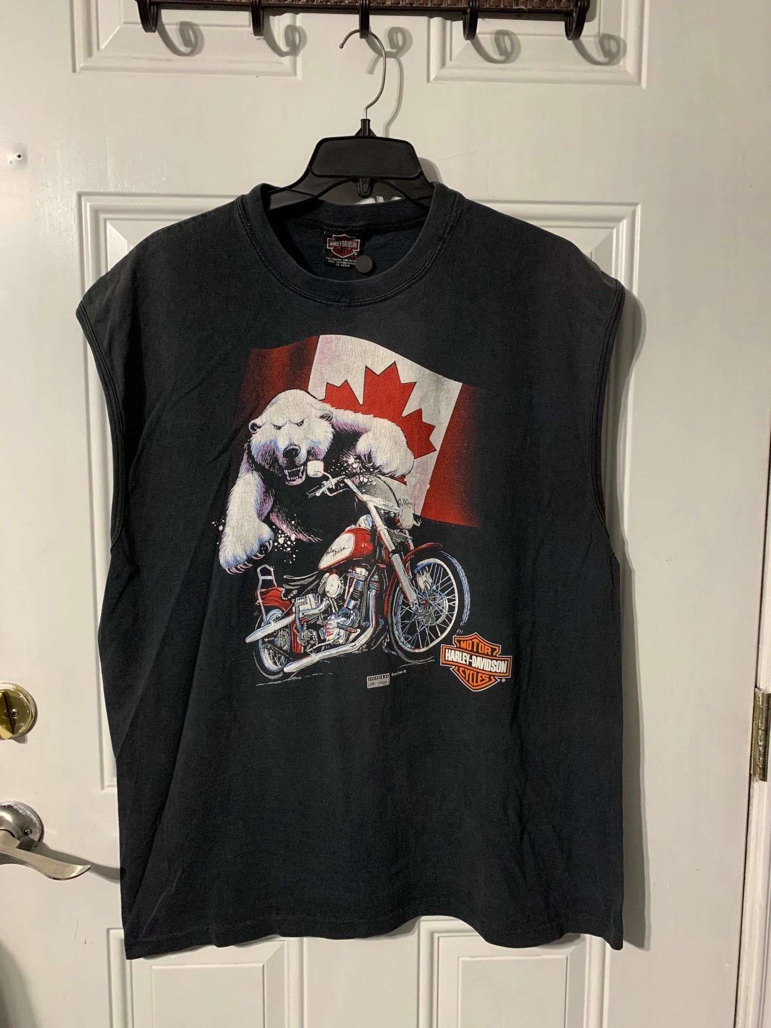 Vintage 90S Harley Davidson Polar Bear Windsor Ontario Canada Tank Top