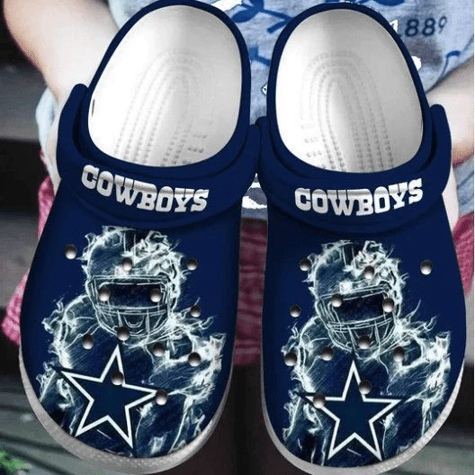 Dallas Cowboys Robot & Star Pattern Crocss Classic Clogs Shoes In Dark Blue Ver21