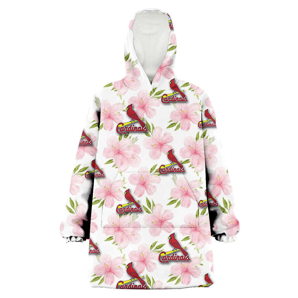 St. Louis Cardinals Light Pink Hibiscus White Background 3D Printed Hoodie Blanket Snug Hoodie