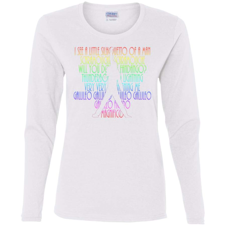 AGR BOHEMIAN RHAPSODY Lyrics With Freddie Silhouette Ladies' Cotton LS T-Shirt