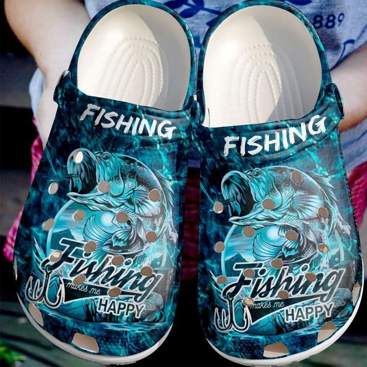 Fishing Makes Me Happy Sku 1037 Crocs Clog Shoes