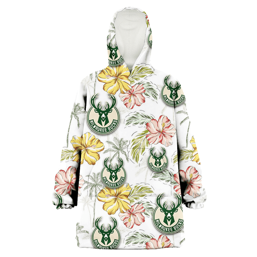 Milwaukee Bucks Sketch Red Yellow Coconut Tree White Background 3D Printed Hoodie Blanket Snug Hoodie