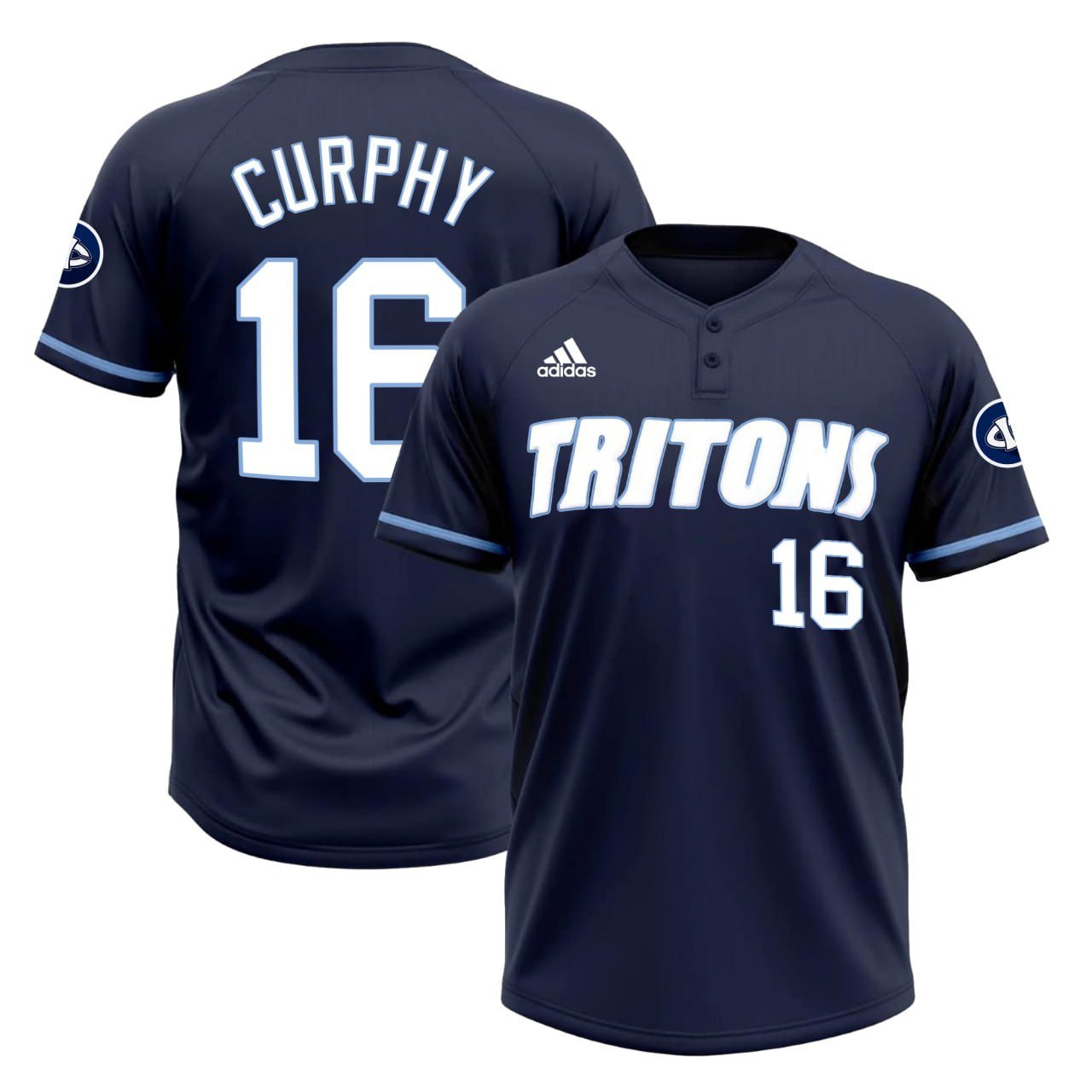 #16 Curphy Tritons Navy Softball Jersey – All Stitched