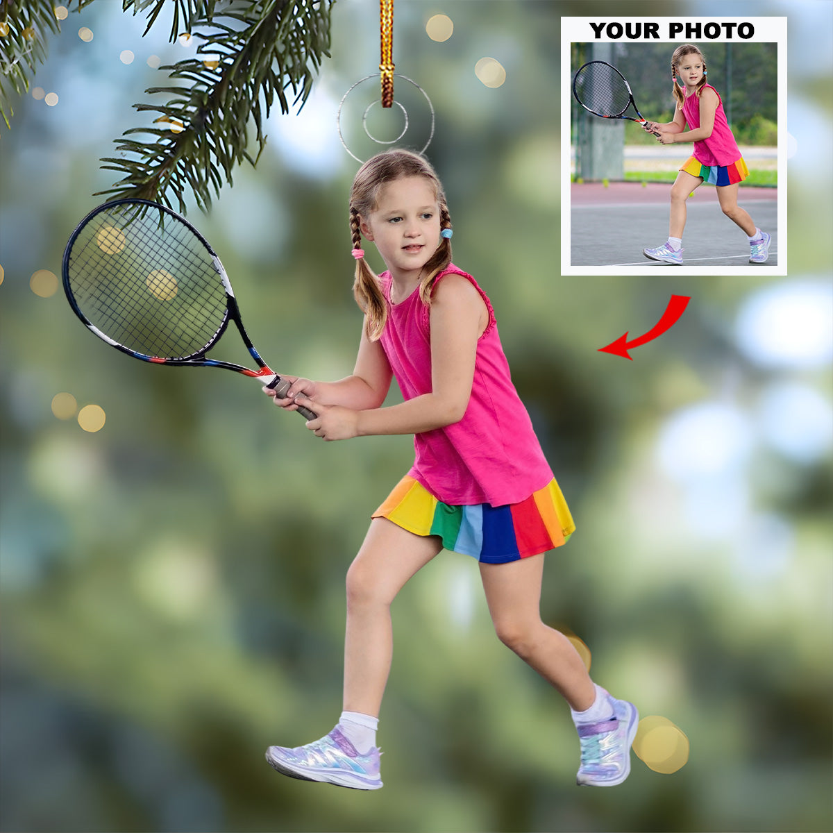 Big Swing - Personalized Photo Mica Ornament - Gift For Tennis Lover, Tennis Player, Family Member X Peckshirt