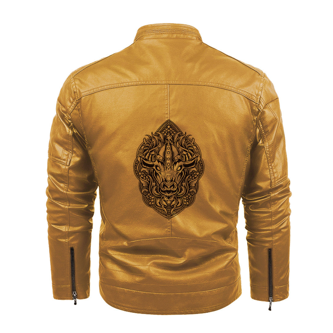 Viking Jacket - Bull Head Viking Fleece Jacket A35 , White Lie Shirts - By Lionelight Fashion Where Art Meets Style
