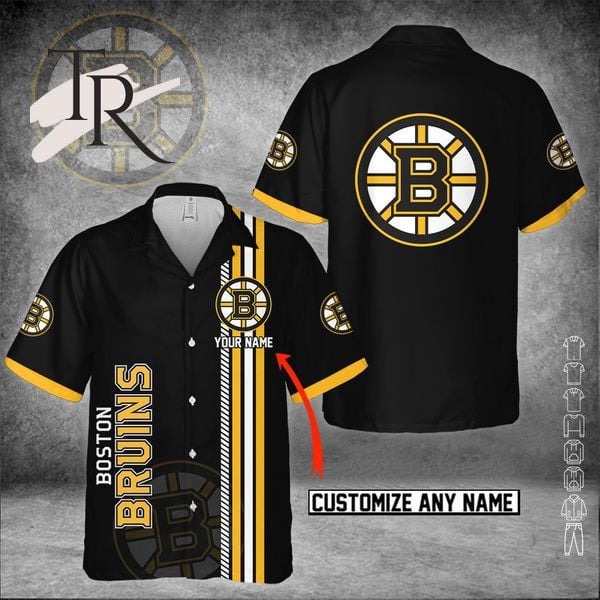 Custom Name Nhl Boston Bruins Black 3D Hawaiian Shirt