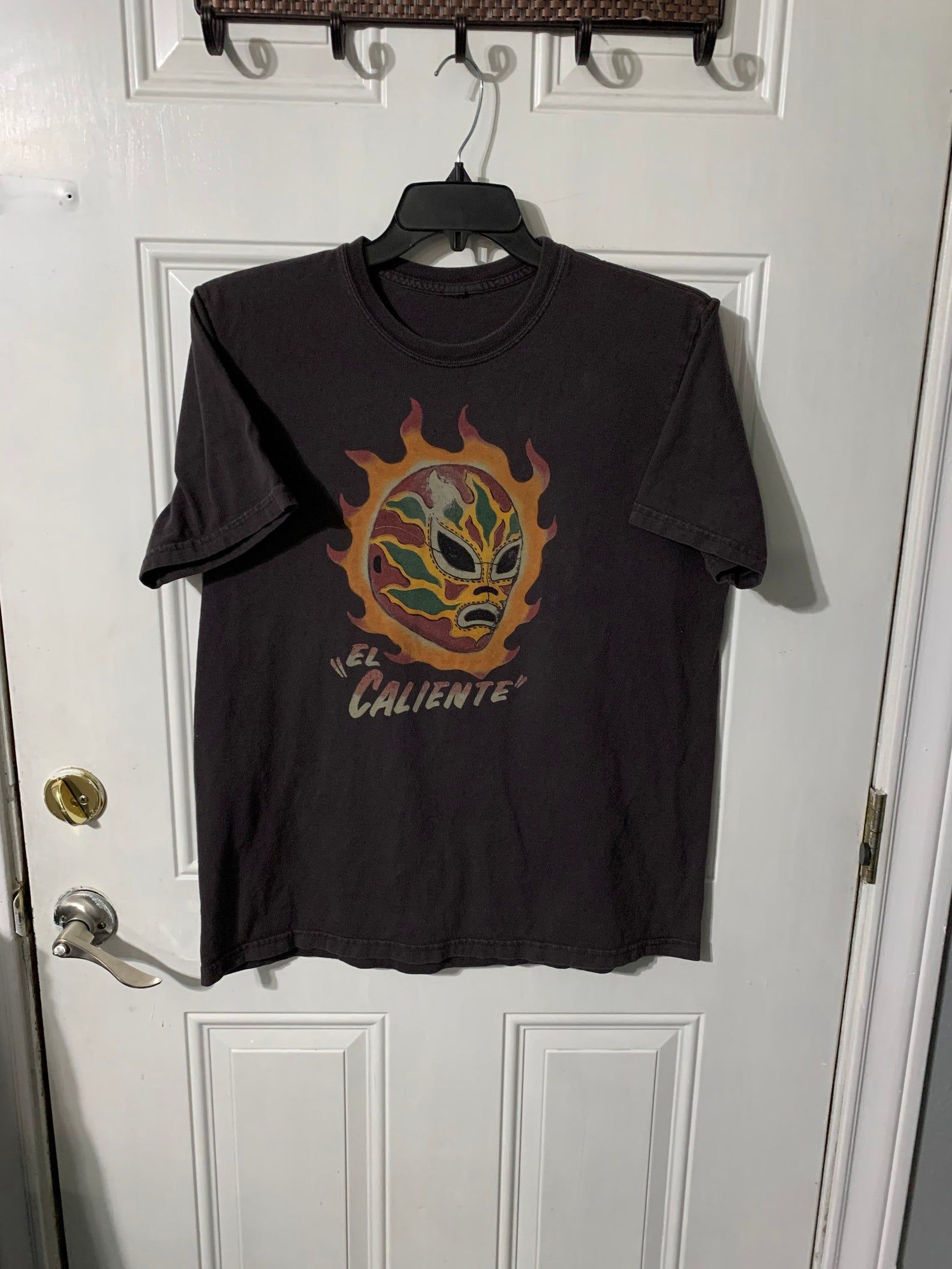 Vintage 90S El Caliente Luchador El Caliente Vs El Gringo Loco T-Shirt M-L