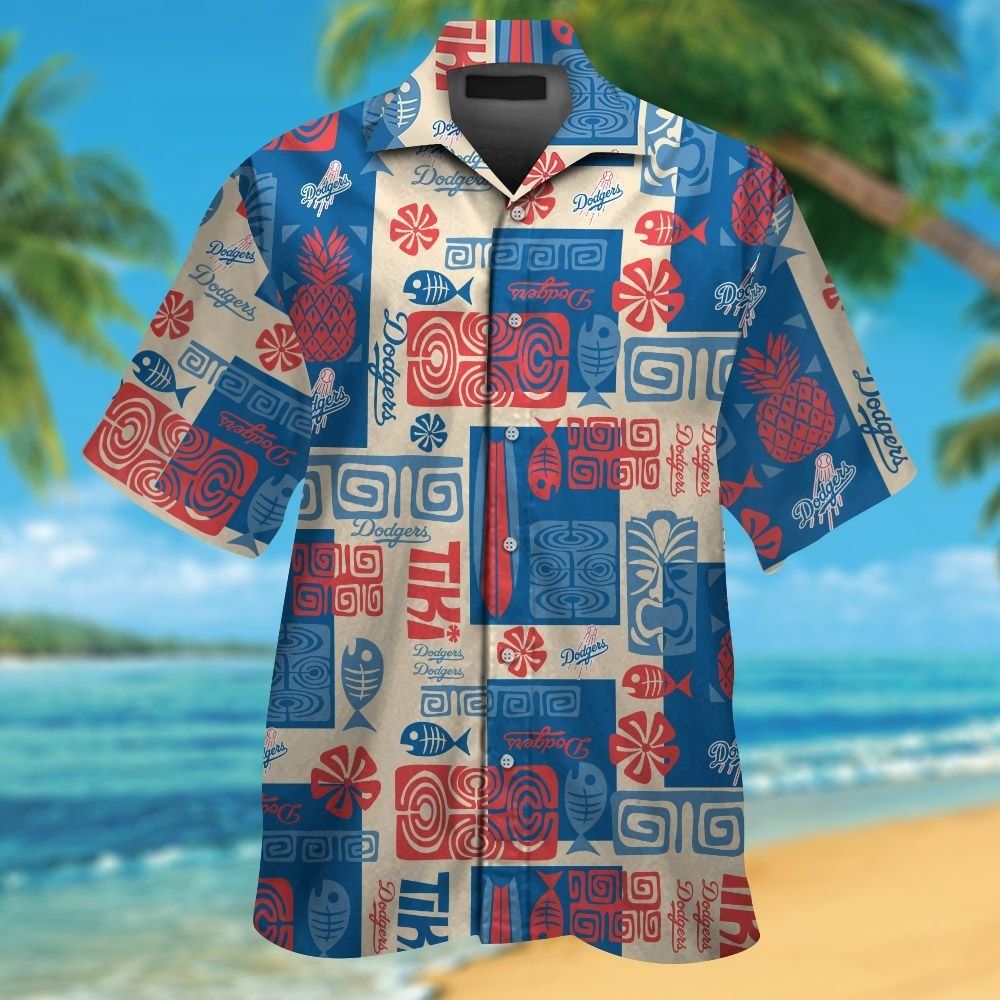 Los Angeles Dodgers Short Sleeve Button Up Tropical Hawaiian Shirt Ver04