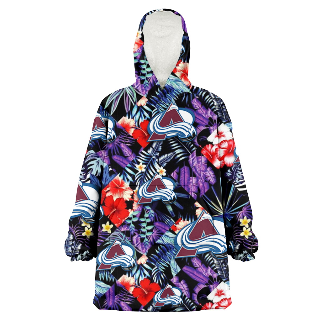Colorado Avalanche Red Hibiscus Caro Black Background 3D Printed Hoodie Blanket Snug Hoodie