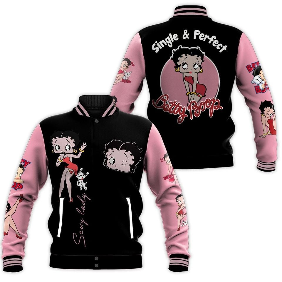 Betty Boop Baseball Jacket, Betty Boop Pink Baseball Jacket 202500