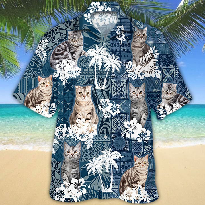 American Shorthair Summer Tropical Hawaiian Shirt, Hawaiian Cat Shirt For Animal Lovers, Animal Hawaiian Shirts