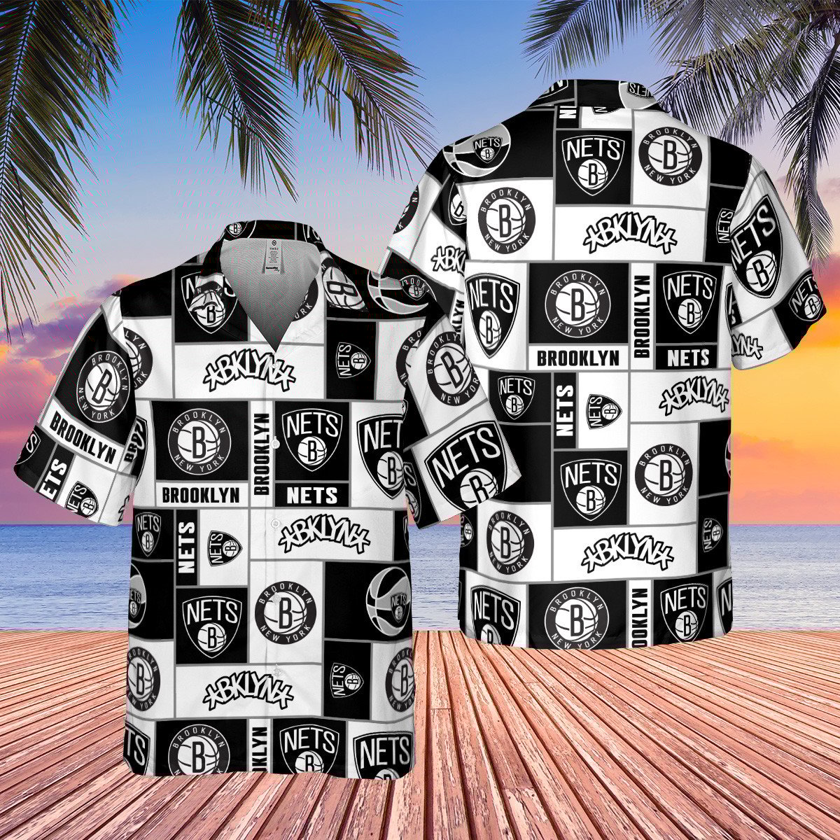 Brooklyn Nets Nba Basketball Logo Collection Pattern Hawaiian Shirt