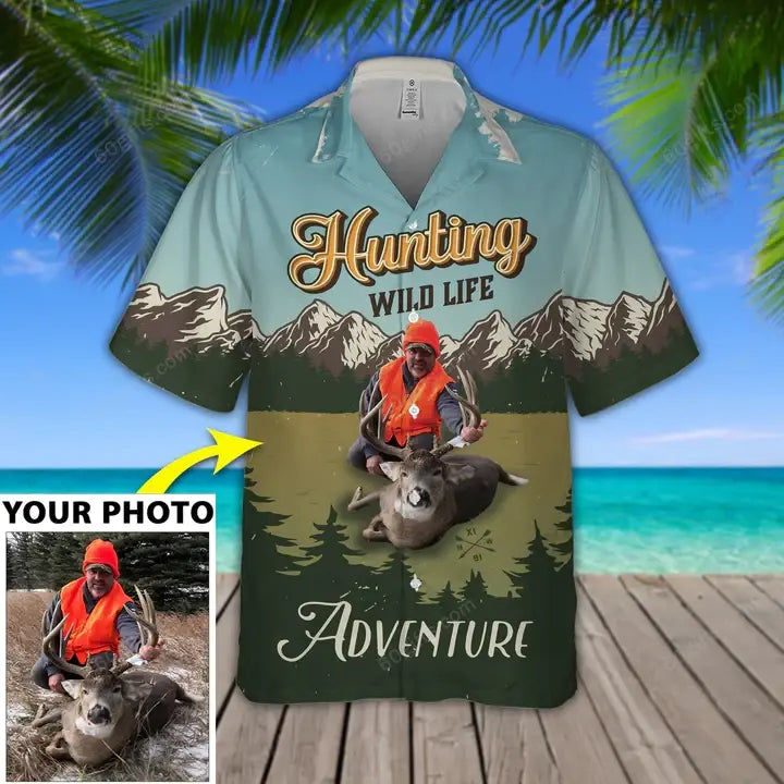 Customized Hunting Photo Hawaiian Shirt, Hawaiian Shirt For Hunter, Idea Gift For Men