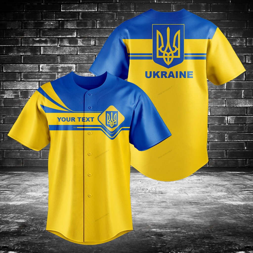 Merchcustom Text Ukraine Flag Custom Baseball Jersey For Fan