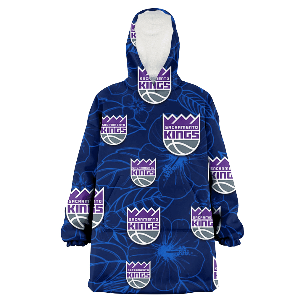 Sacramento Kings Sketch Hibiscus Dark Background 3D Printed Hoodie Blanket Snug Hoodie