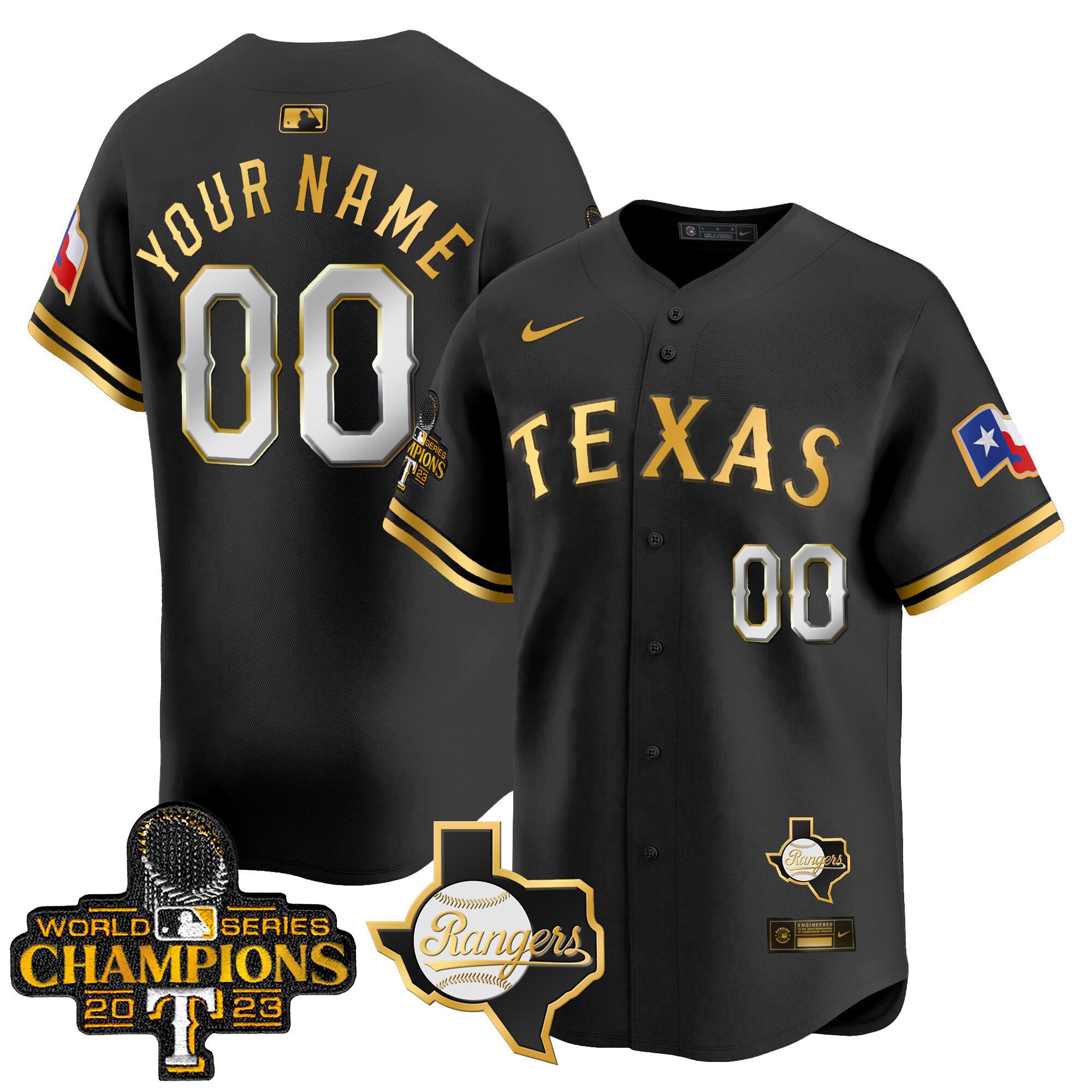 Texas Rangers World Series Champions Vapor Premier Limited Custom Jersey V2 – All Stitched