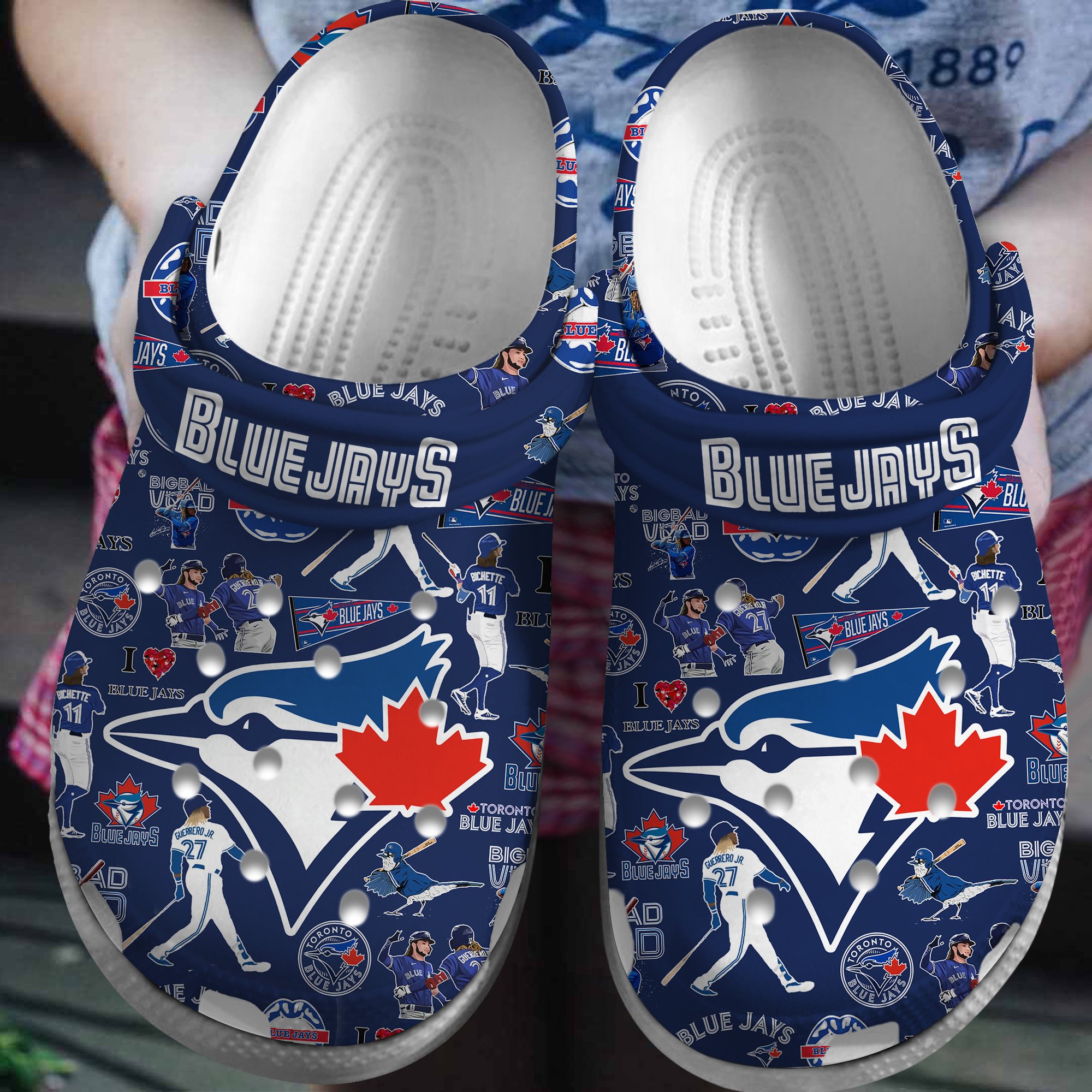 Toronto Blue Jays Logo Baseball MLB Cheer Mascot Team Members Blue Sander Blue Crocss Classic Clogs Shoes Ver805