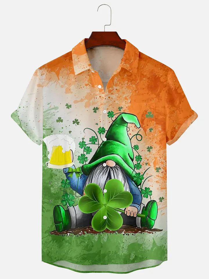 Men’S St. Patrick’S Day Printed Shirt, Gnome Hawaiian Shirt