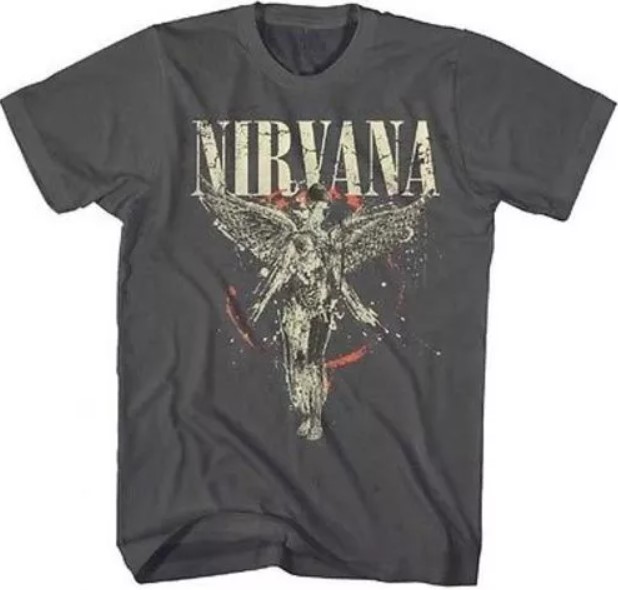 Vintage Nirvana Galaxy In Utero Guitar Rock Music Band Tee Shirt Outfits