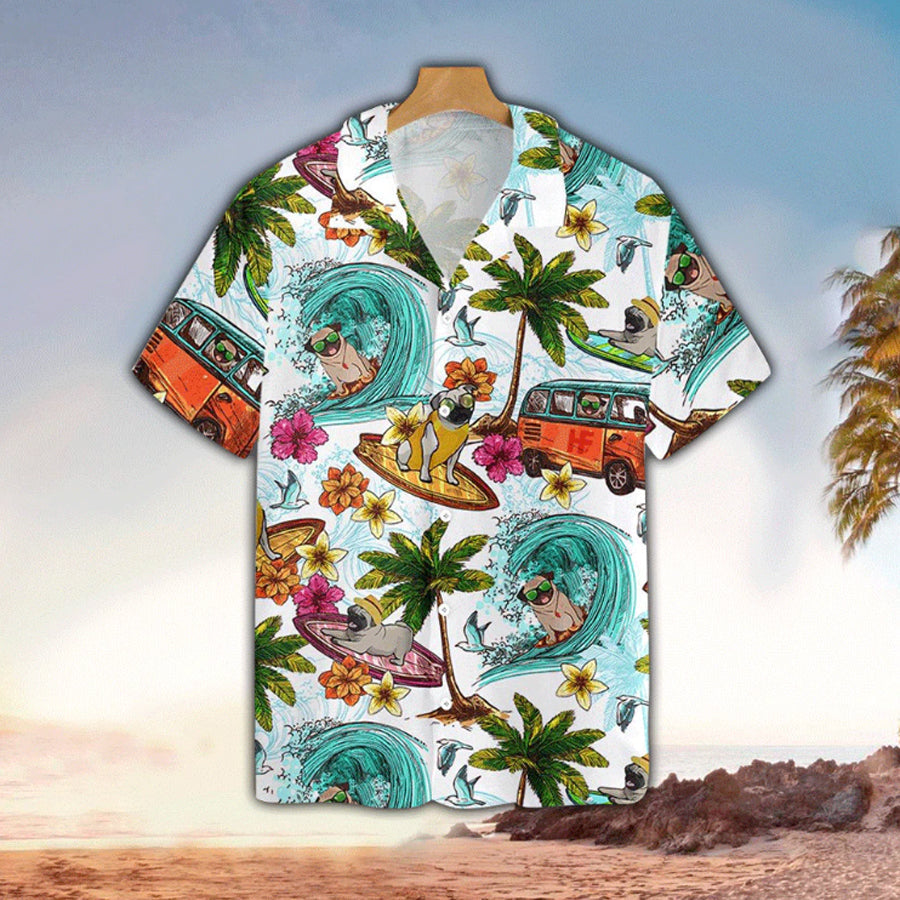 Beach Pugs Hawaiian Hawaii Shirt, Hawaii Shirt Men, Aloha Shirt