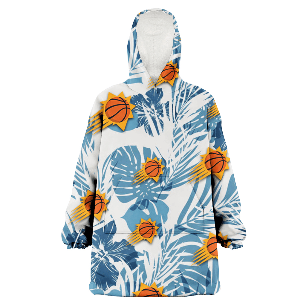 Phoenix Suns Hibiscus Balm Leaves Blue And White Background 3D Printed Hoodie Blanket Snug Hoodie