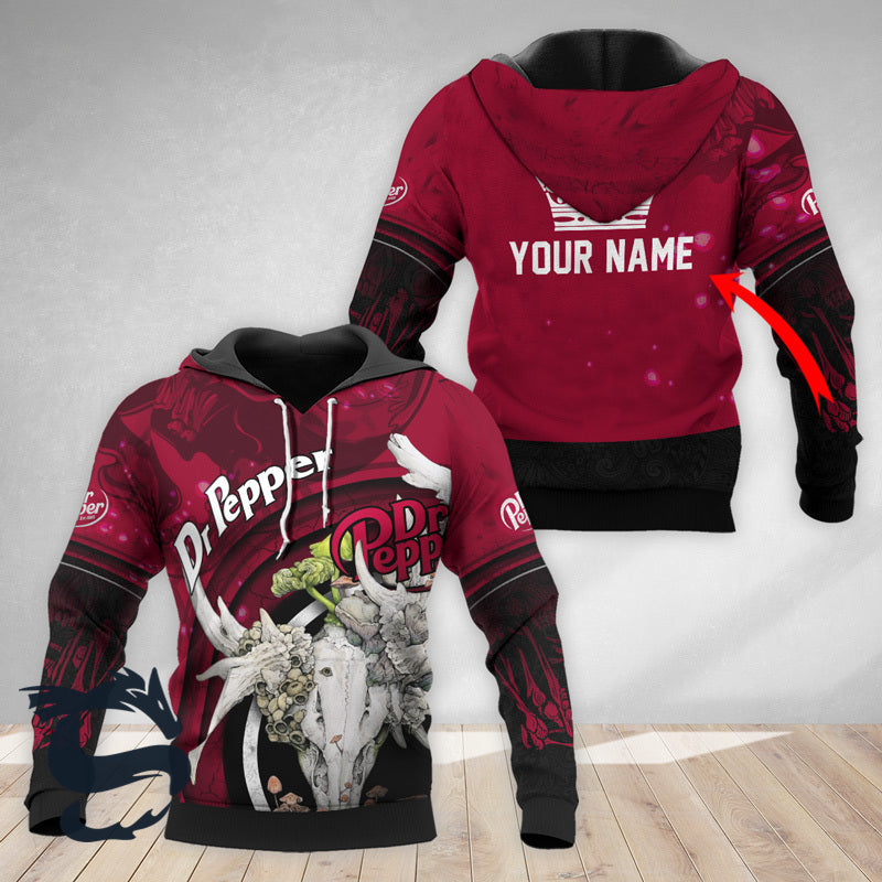 Personalized Dr Pepper Deer Skull With Mushrooms Hoodie & Zip Hoodie