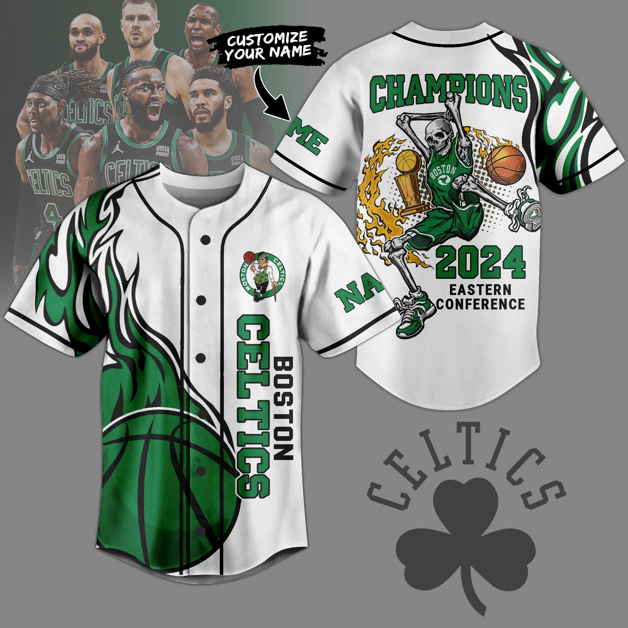 Merchcustom Boston Celtics Baseball Jersey For Fans
