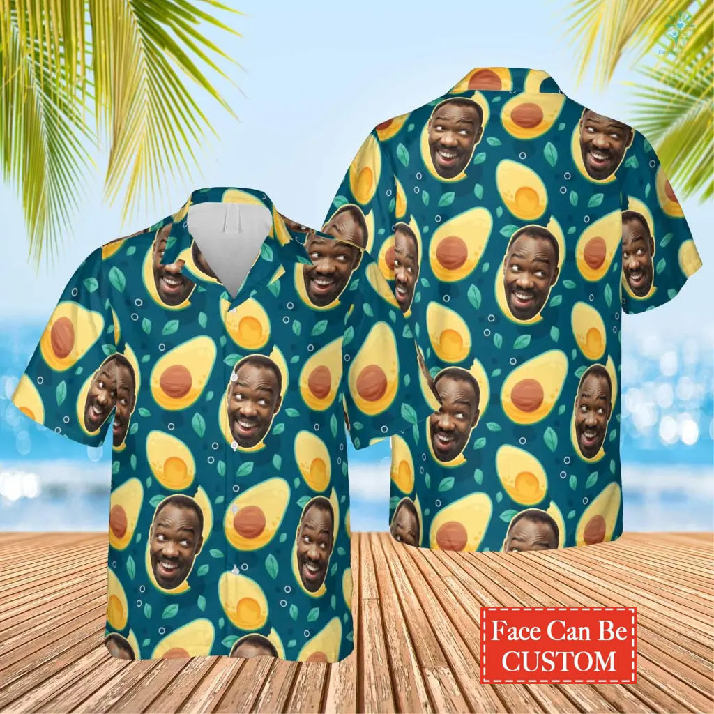 Funny Avocado Hawaiian Custom Face Image Summer Shirt Beach Hawaiian Shirt, Hawaiian Shirt For Men, Women