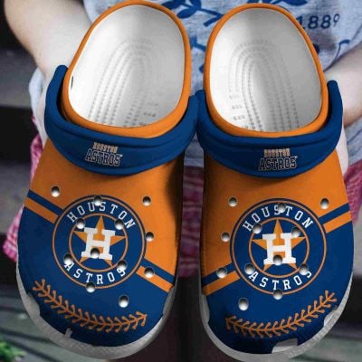 Houston Astros Logo Baseball MLB Blue Orange Crocss Classic Clogs Shoes Ver220