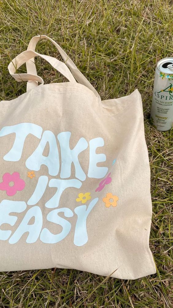 Take It Easy Tote Bag, Canvas Tote Bags, Tote Bag Design, Tote Bag Idea