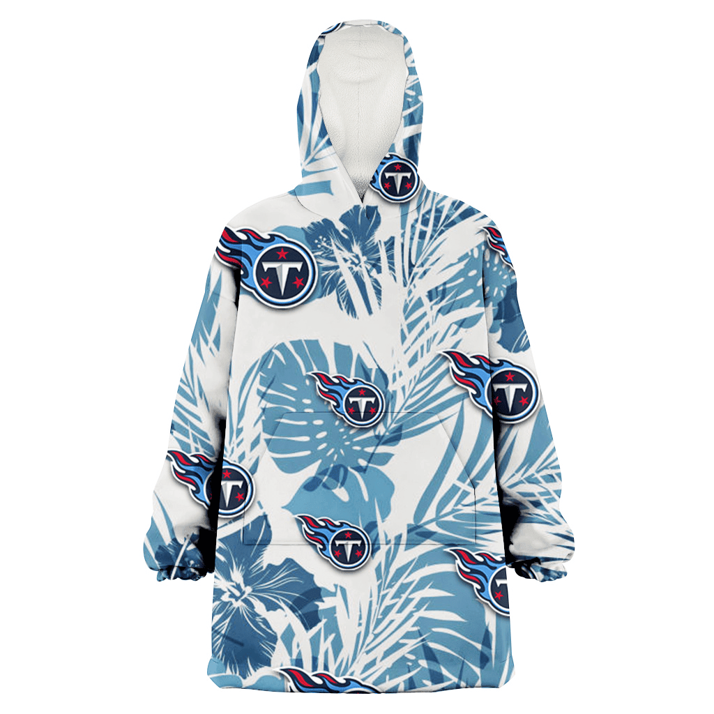 Tennessee Titans Hibiscus Balm Leaves Blue And White Background 3D Printed Hoodie Blanket Snug Hoodie