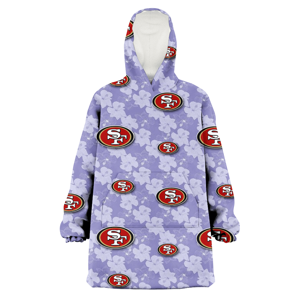 San Francisco 49ers Light Purple Hibiscus Pattern Stripe Powder Purple 3D Printed Hoodie Blanket Snug Hoodie